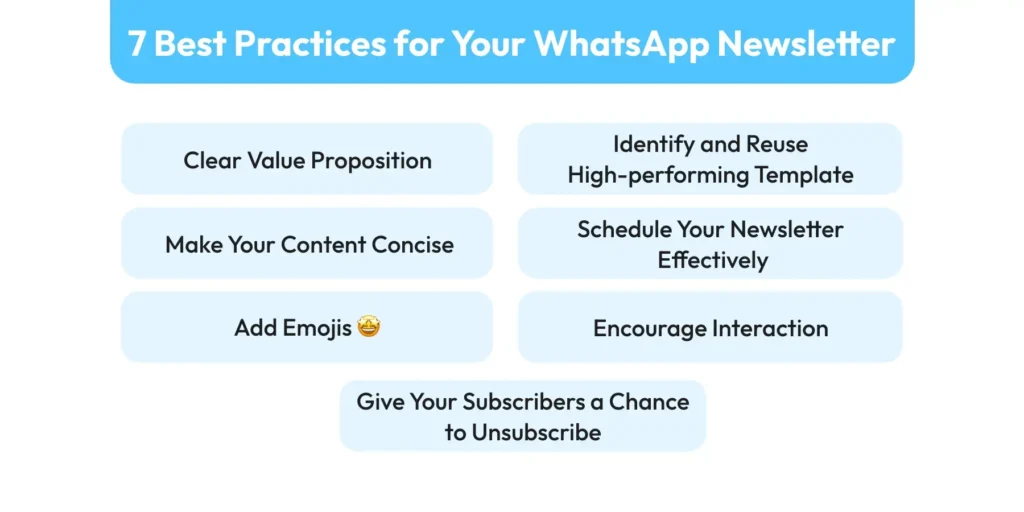 what are the best practices to keep in mind for whatsapp newsletter