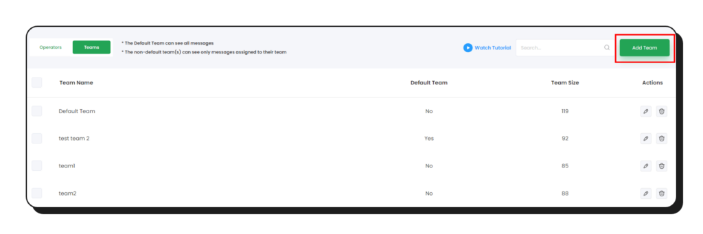 Add teams to manage usage with ease on the Wati dashboard