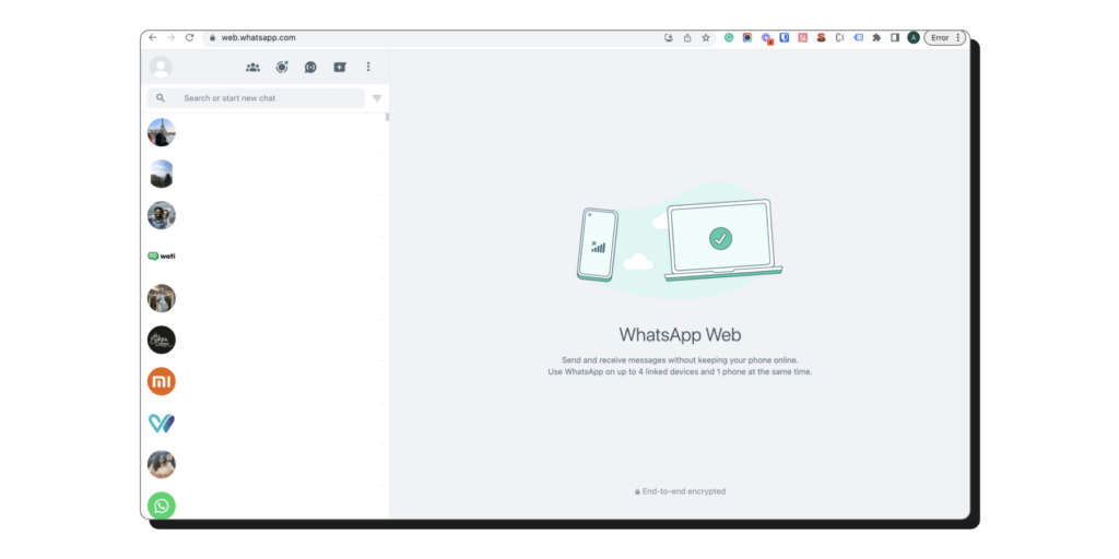 Scanning QR code to connect with WhatsApp Web