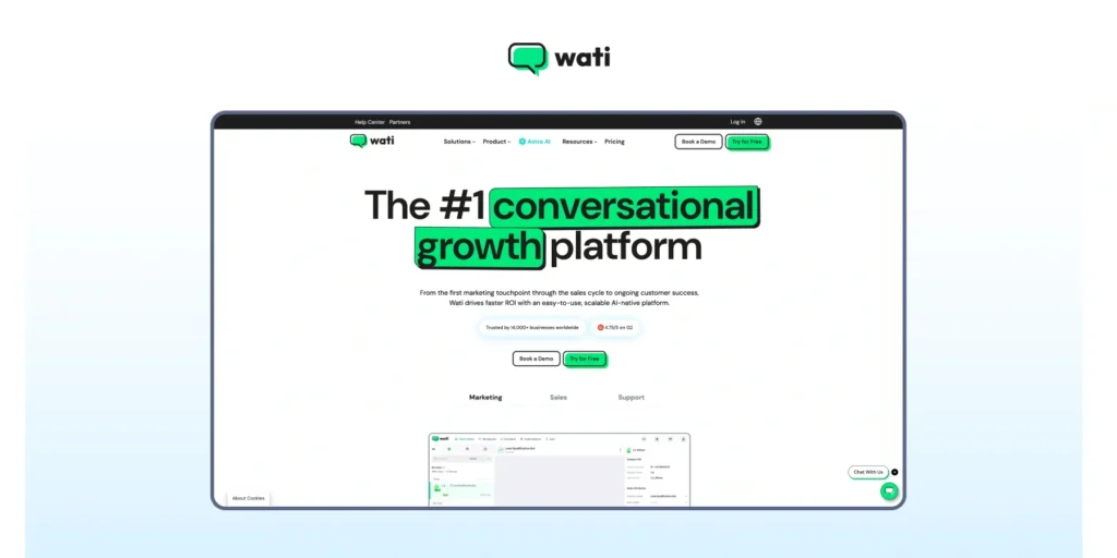 The home page of Wati