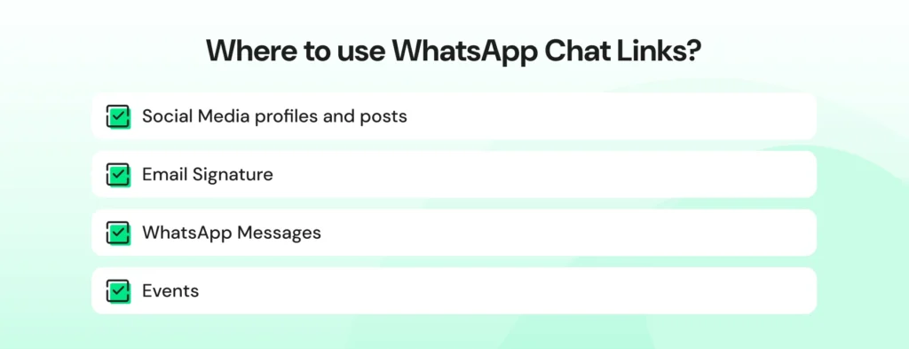 where to use whatsapp chat links to initiate messaging