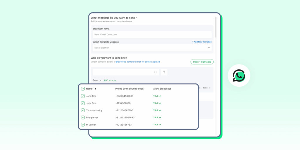 WhatsApp broadcast list to send bulk messages via API