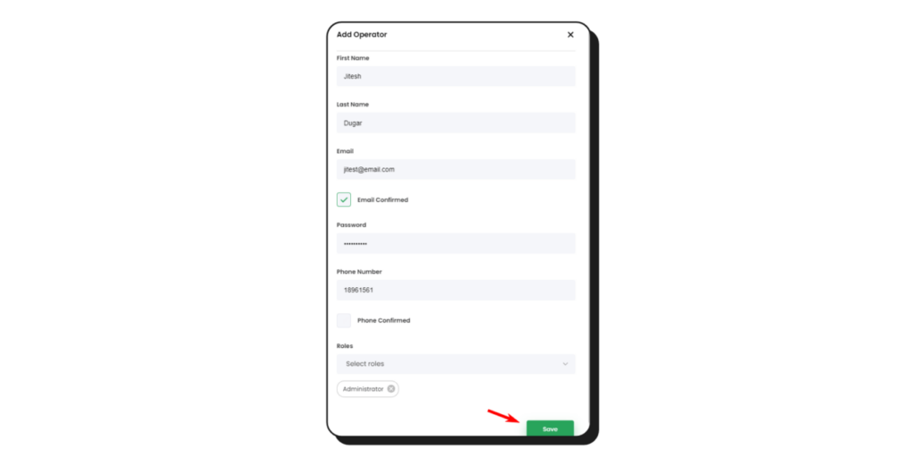 Click on the Save button to ensure the changes get saved