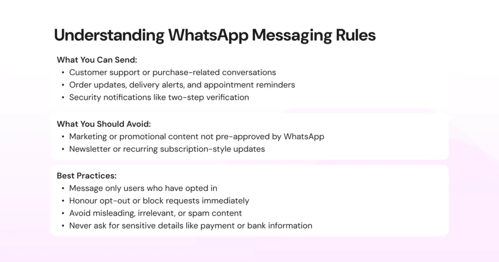 what are whatsapp messaging rules to check for before using whatsapp for healthcare