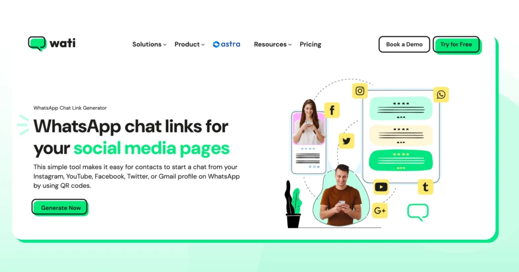wati's link generator to add dynamic website links