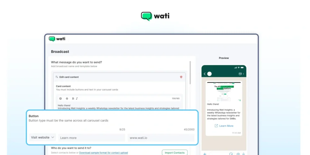 Adding interactive buttons on the WhatsApp message