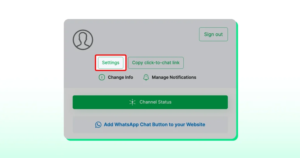Select setting after logging into your Wati account