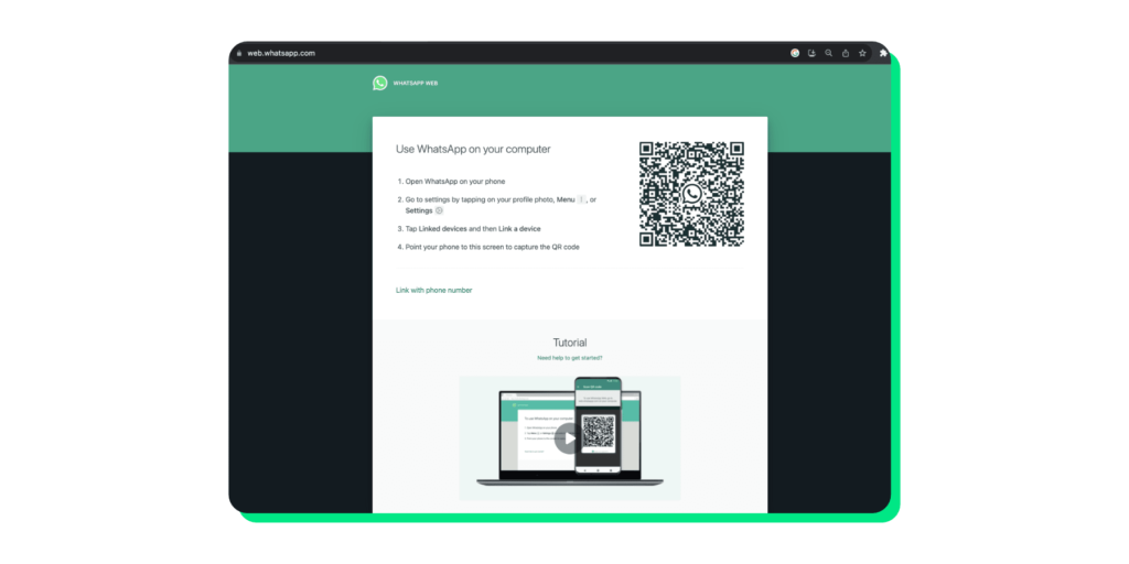 Scanning QR code to use WhatsApp on desktop
